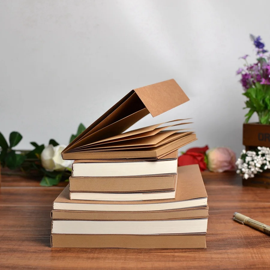 B5 B6 Kraft cover Notebook Blank pages plain paper 120 or 60 sheets can choose Journal school stationery 100gsm Kraft paper B5 B6 Kraft cover Notebook Blank pages plain paper 120 or 60 sheets can choose Journal school stationery 100gsm Kraft paper