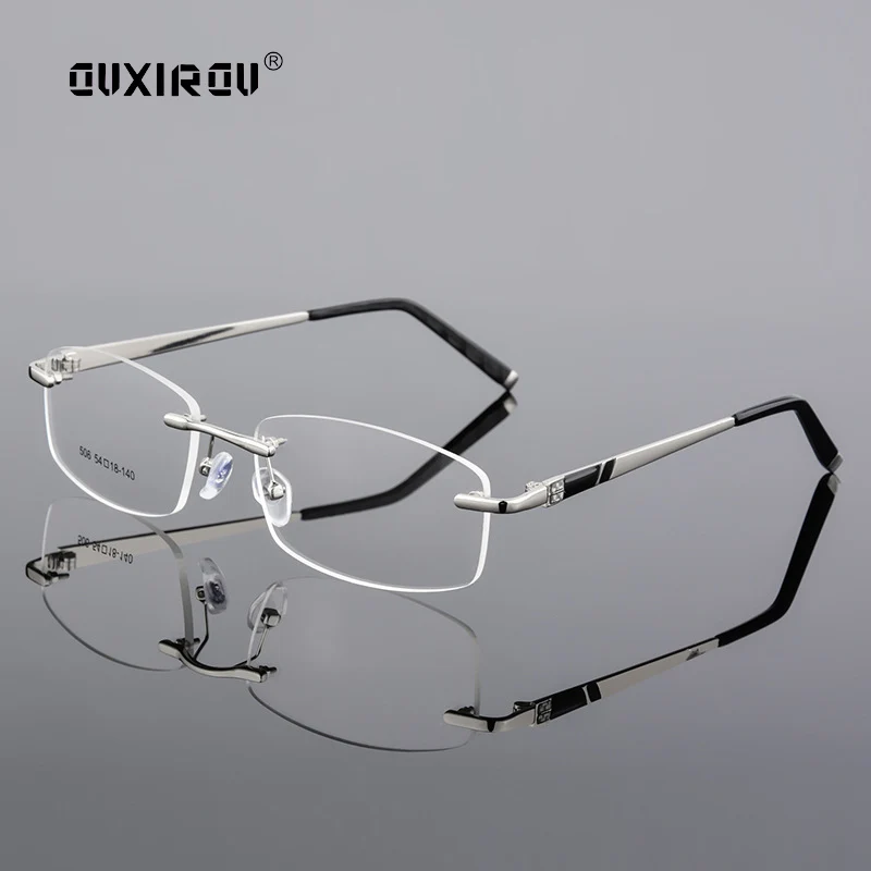 

Diamond Trimmed Eyeglasses Men Rimless Glasses Frame Women Quality Optical Anti-blue light Goggles Myopia Glasses Frame s506
