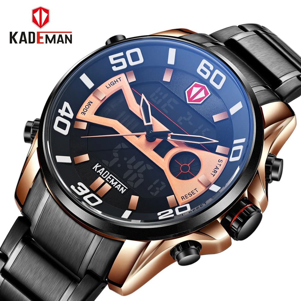 Preise 6171 KADEMAN Mode Sport Uhr Männer Quarz Digital Herren Uhren Top Brand Luxus Wasserdicht Armee Militär Voller Stahl Armbanduhr