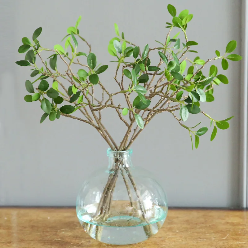 

6pcs 45cm Latex Fabric Artificial Plant Tea Leaf Branch Fake Flower Tree Wedding Home Decoration Green AT148