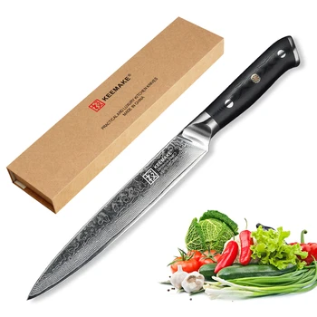 

KEEMAKE Chef Knife Slicing Knife Kitchen Knives Japanese Damascus VG10 Steel Razor Sharp 60HRC 8" Chef Cut Meat Tools G10 Handle