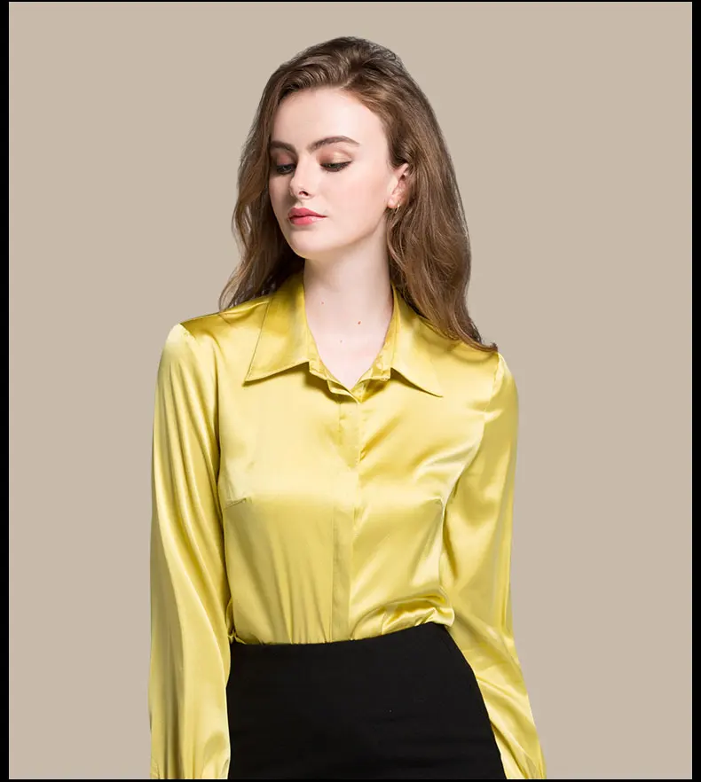 Шелковая Цветочная цветная Темпераментная Женская рубашка с длинным рукавом большого размера Весенняя шелковая рубашка с лацканами 3 цвета шампанского новая модель