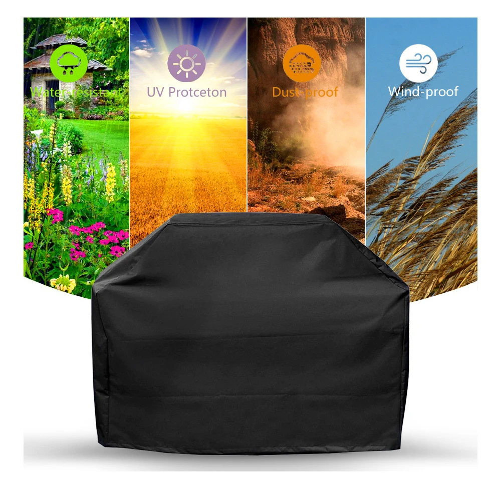 

Bbq Grill Cover Protective Dust-proof Rainproof Moistureproof Cloth Furnace Cover Outdoor Sun-safe Barbecue Anti Dust Protector
