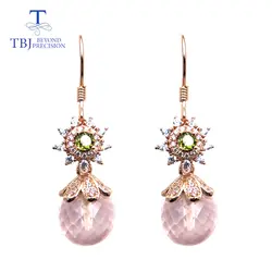 TBJ, новый стиль крюк серьги натуральное розовое aquatz мяч и турмалин камень стерлингового серебра 925 лучший подарок для леди