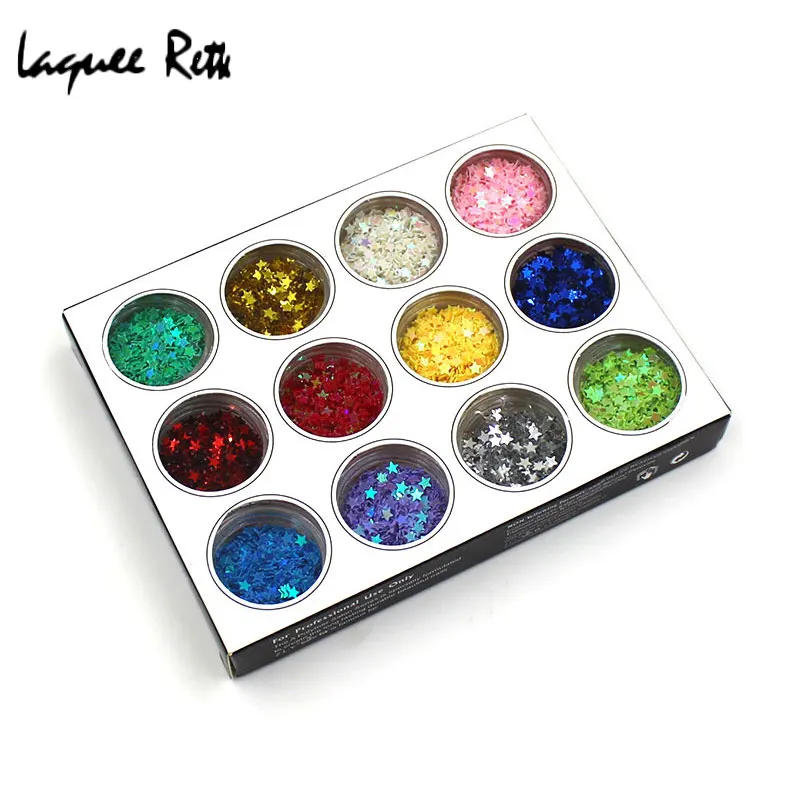 

12 colors Shiny 3D Star Rhinestones Slice Nail Tools Manicure Nail Art Decorations Tips Glitters