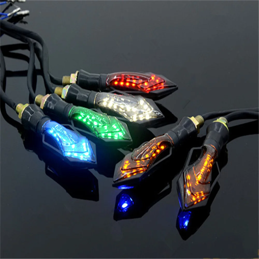 

12V LED Universal Motorcycle Turn Signal Lights Amber Bulb Blinker Flashing Movement of Light Black Smoke Shell