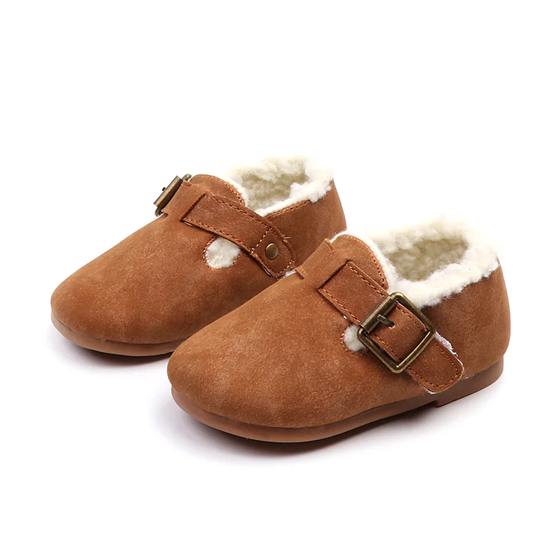 

Kids Winter First Walkers New Warm Casual Shoes for Boys and Girls Genuine Leather Toddler Baby Shoes 1 to 2 years Purple Camel