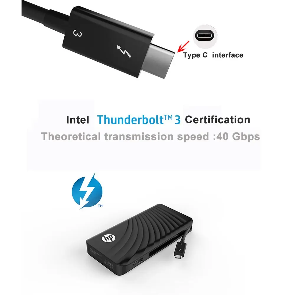 HP Portable SSD P800 512GB External Solid State Hard Disk Thunderbolt 3 PCIe NVMe ssd Type C ports for intel mac Computer HDD (5)