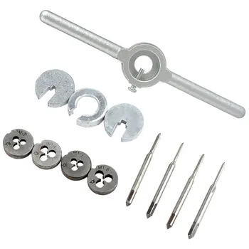 

12pcs/set Mini HSS Metric Taps Dies Wrench Handle Kit M1-M1.6 Screw Thread