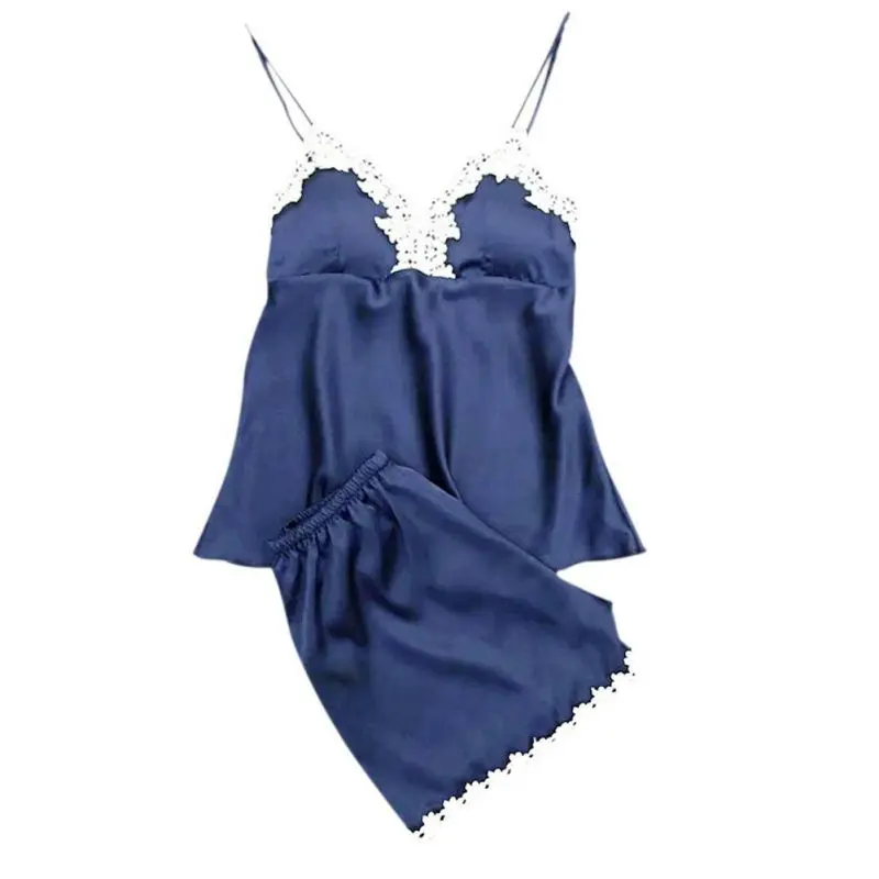 Для женщин пикантные полосатый спагетти ремень + Короткие штаны удобный съемный груди площадку пижамы женские пижамы комплект