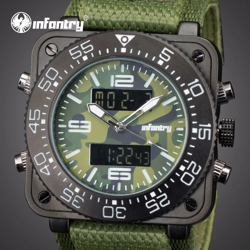 

INFANTRY Mens Watches Top Brand Analog Digital Military Watch Men Square Watches for Men Army Tactical Green Relogio Masculino