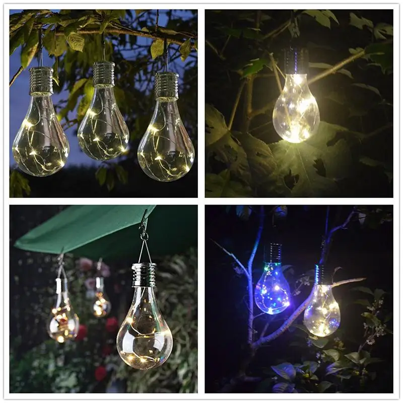 4 Pcs Outdoor LED Solar Light Bulb Light Sensor Rotatable Solar Powered Lamp Hanging Garden Decorate Camping Tent Lanterns Lamp (5)