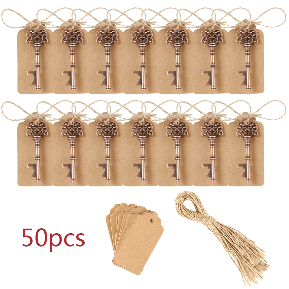 

50pcs Retro Metal Portable Key Beer Bottle Opener Ring Bar Hangings Keychain Keyring for Wedding Party Kitchen Accessories