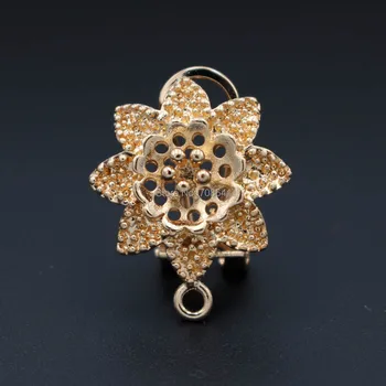 

Metal Clip Earring Post with Loop Hanger 18mm Hollow Flower DIY Findings for Pearls Stud Earrings Retro Jewelry Making