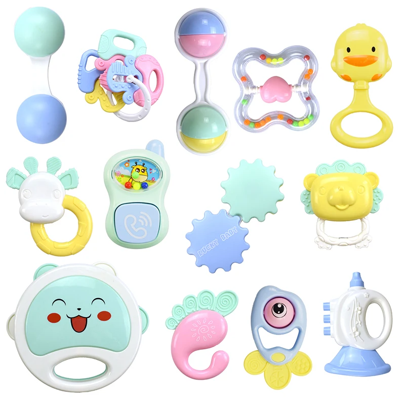 

Funny Safety Silicone Rattle Baby Rattle Bed Bell Ring Molar Plastic Ring Teether Baby Educational Toys Newborn Toys 0-12 Months