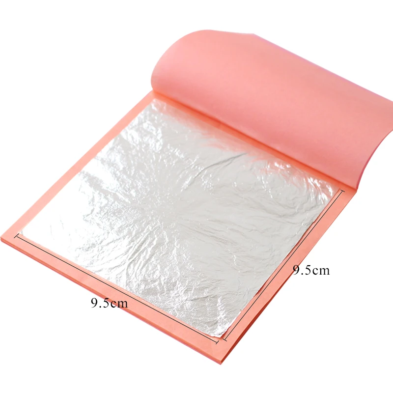 

Edible Genuine Silver Leaf 100% Silver Foil for Food Decoration,Cake Baking,Ice Cream,Mask, 2 Booklets(50 Sheets) 9.5 x 9.5cm