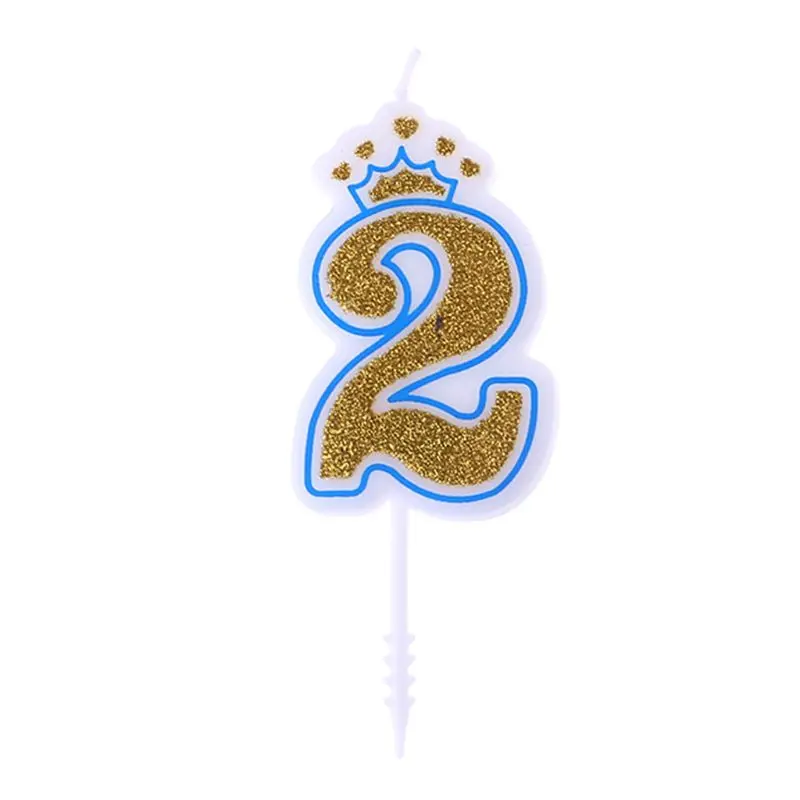 Сверкающие Серебристые короны на день рождения свечи для детей день рождения номер свечи для торта Декор - Цвет: blue--2