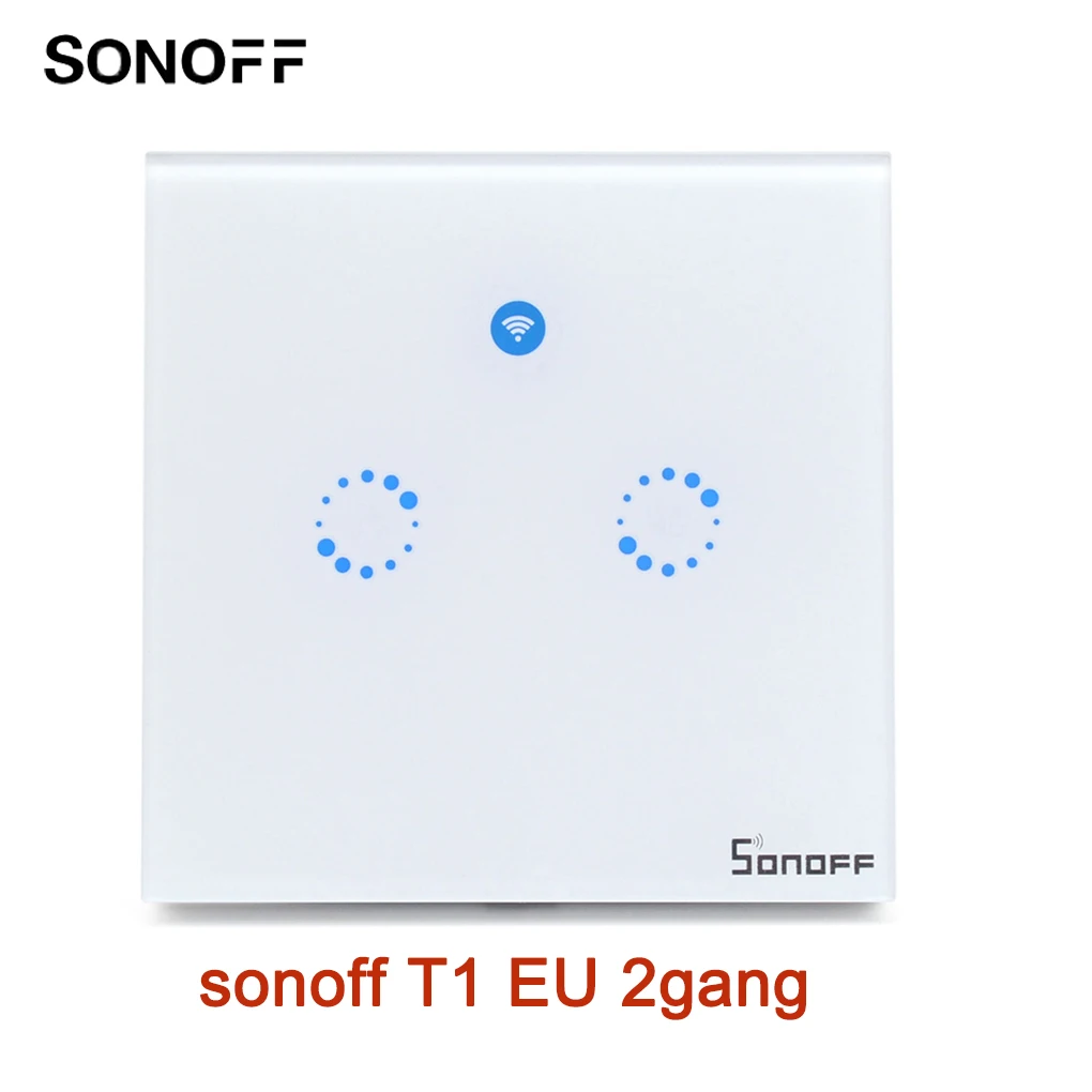 

Sonoff T1 Smart Switch Panel EU 1/2 Gang Wireless Wall Smart Touch APP Remote Smart Home Wall Touch Switch Works with Alexa