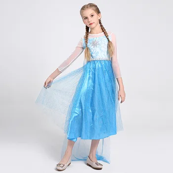 

Girls Elsa Princess Birthday Party Fancy Cosplay Fantasy Halloween Carnival Costume
