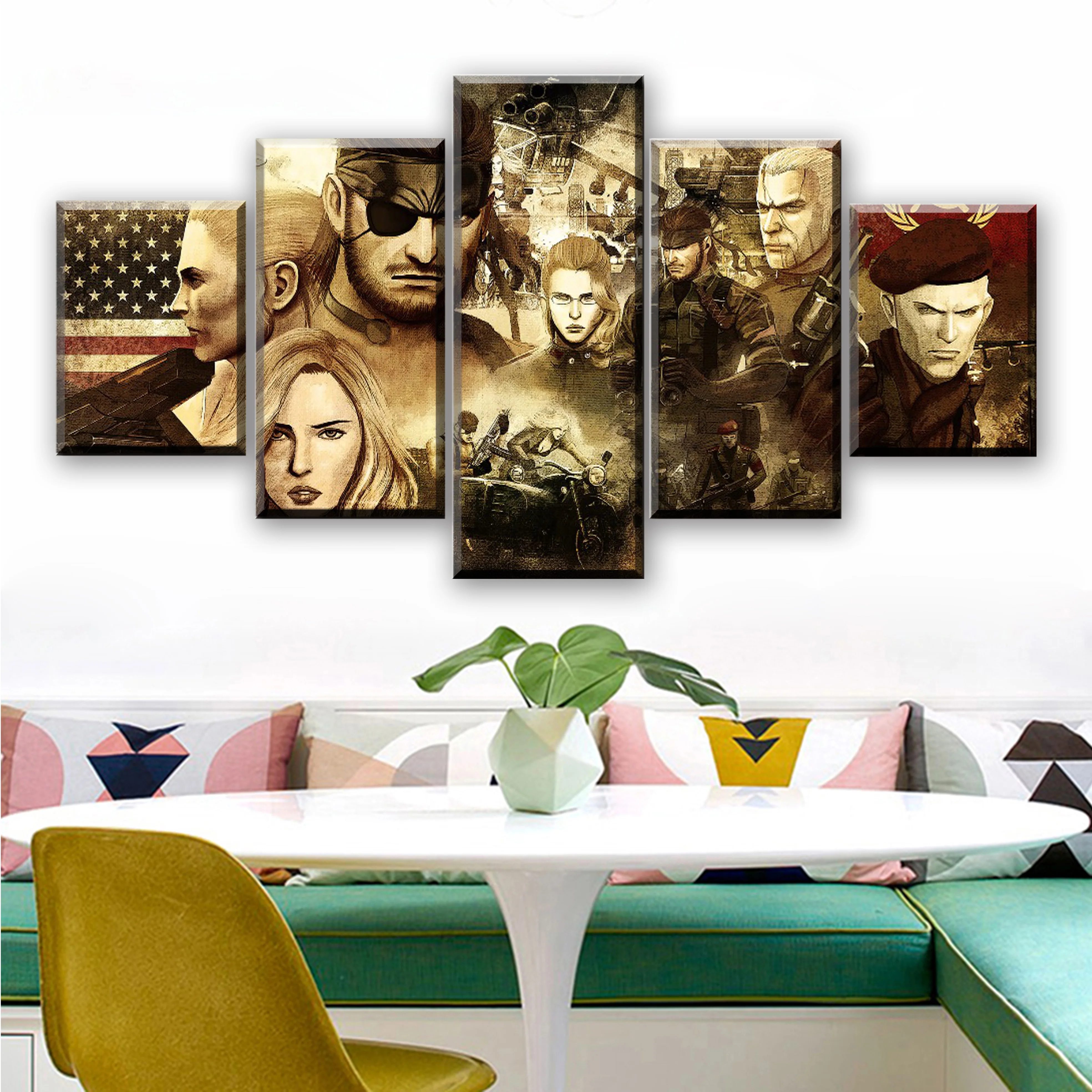 Canvas HD Prints Modular Pictures Home Decorative 5 Pieces Game Metal Gear Solid Snake Painting Wall Framework Artwork Poster