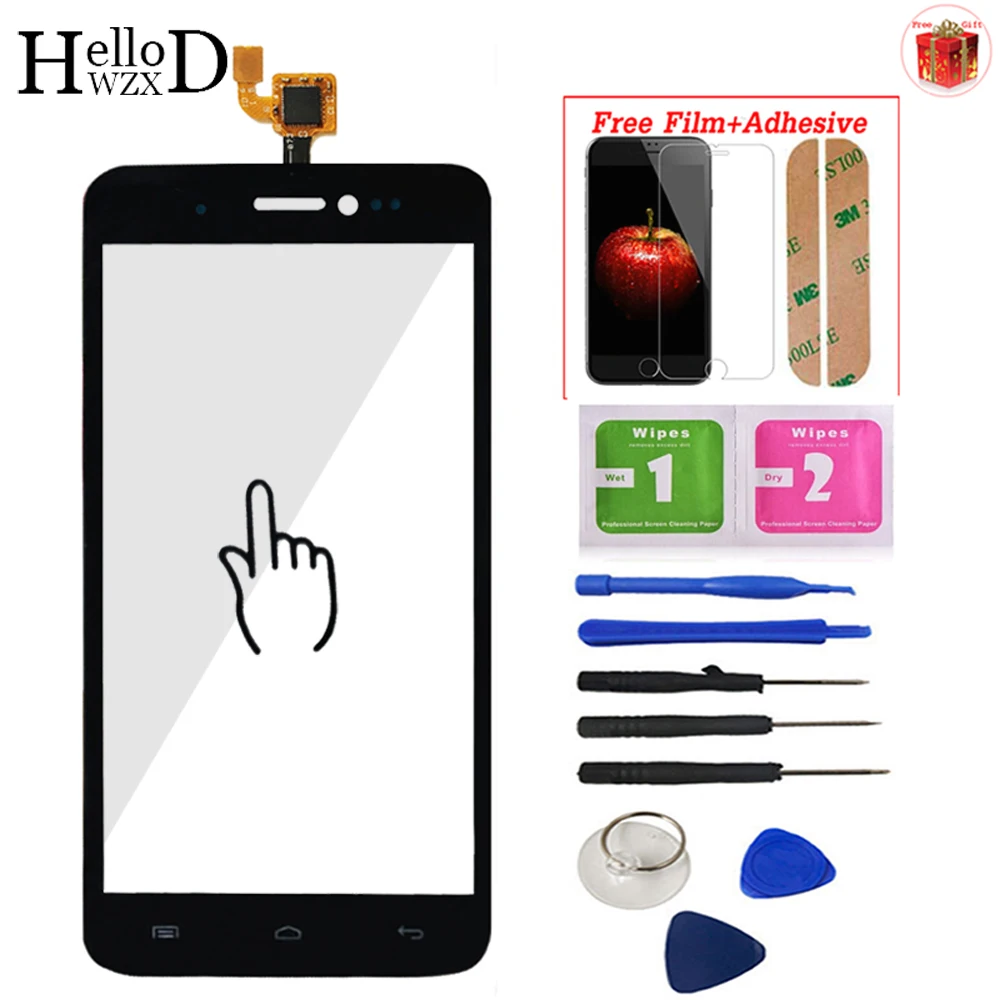 

HelloWZXD Front Touch Glass For Explay Rio Touch Screen Glass Digitizer Panel Touchscreen Lens Sensor + Protector Film Adhesive