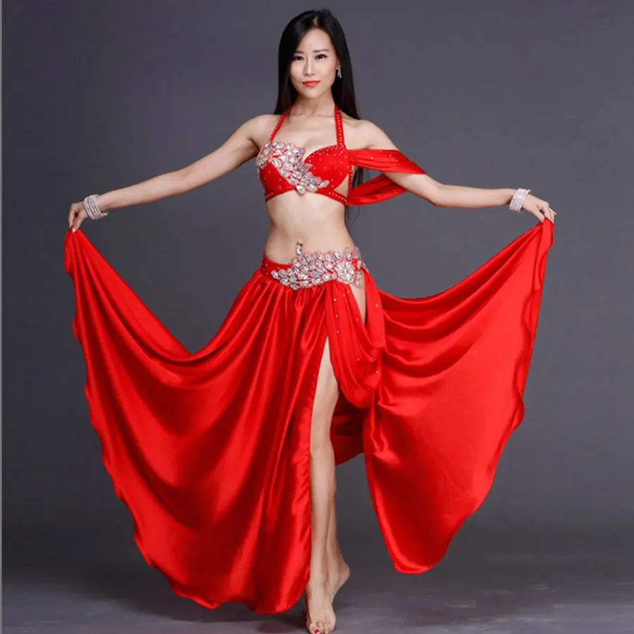 Роскошное бальное платье ручной работы, костюм для танца живота, украшенный танцевальный сценический костюм для выступлений, женский красный королевский синий