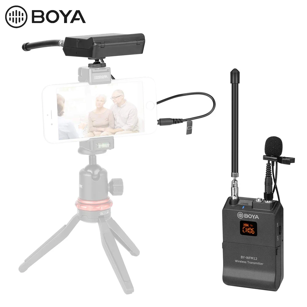 BOYA BY-WFM12 беспроводной микрофон VHFMic система для iPhone sony Canon DSLR видеокамеры Аудио рекордер PK WM4 BY-WM4