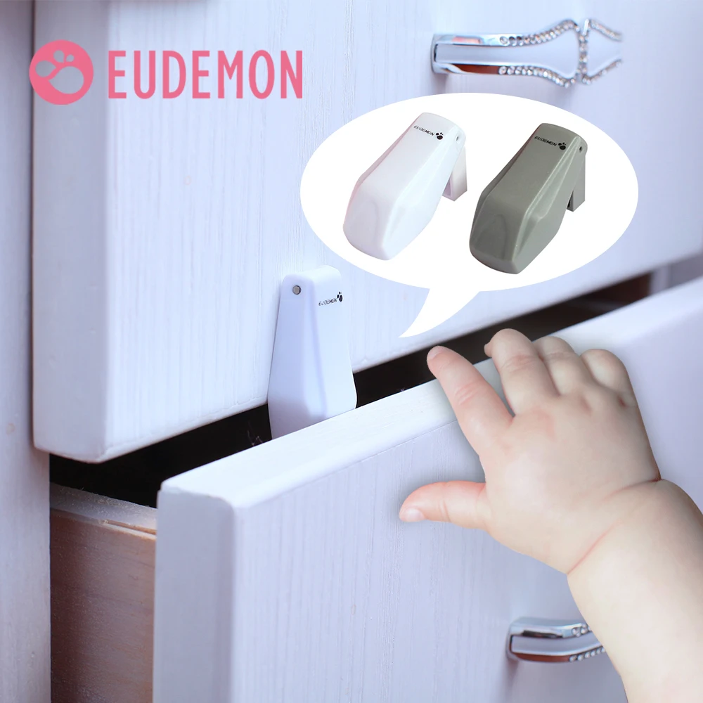 Eudémon serrure d'armoire à tiroirs pour enfants | 4 pièces, serrure à tiroirs de sécurité pour bébés, Design anti-oiseaux tondeuse, verrouillage de Transformation automatique, bouchon de porte pour enfants