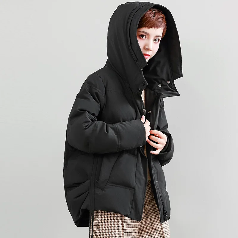 2018 New Women's down Jacket Large Size Women's Down Jacket Hooded Loose Female Jacket Fashion Zipper Coat Female (11)
