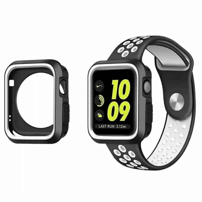 Двойной Цветной силиконовый чехол для Apple Watch Series 1 2 3 4 Cover 44 мм 40 мм 42 мм 38 мм iWatch защитный чехол с сопротивлением падению