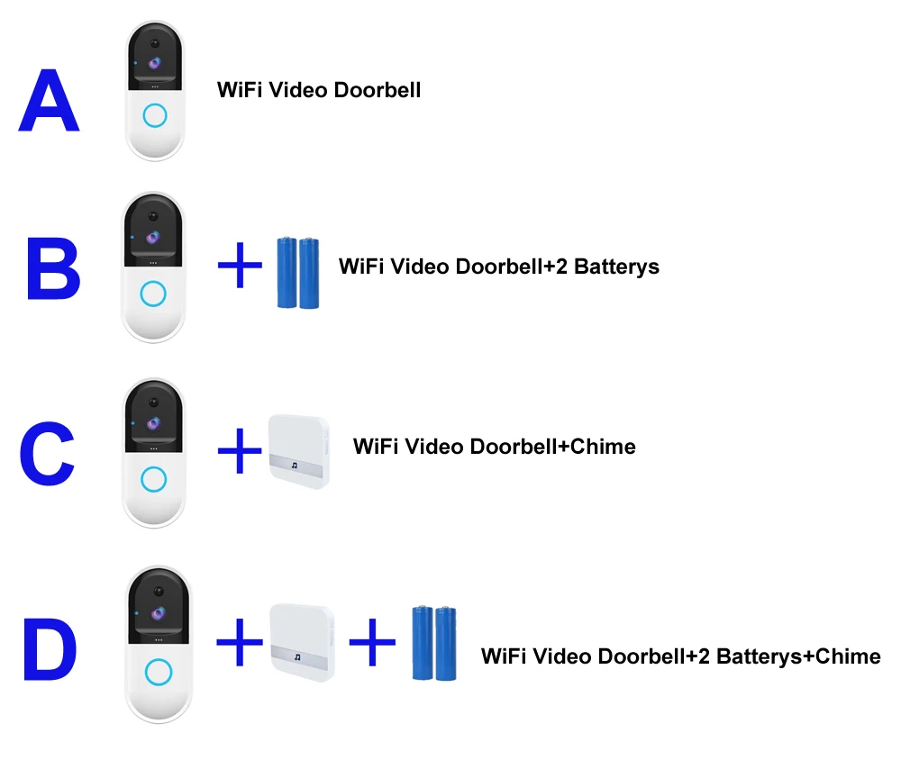 Аккумуляторная батарея 720P беспроводной wifi видео дверной звонок с PIR обнаружения движения и ИК-сигнализация