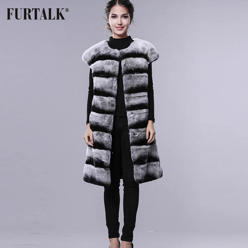 Mode Fourrure Ensemble Femmes De Réel Hiver Long Furtalk Beige Gilet Rex Lapin zRffxO