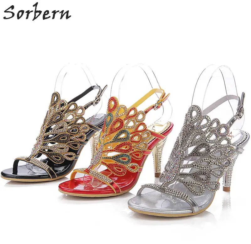 

Sorbern Crystal Women Sandals Luxury Roman Diamond Women Sandals Ladies Party Shoes Bridal Wedding Shoes Sandalias Mujer