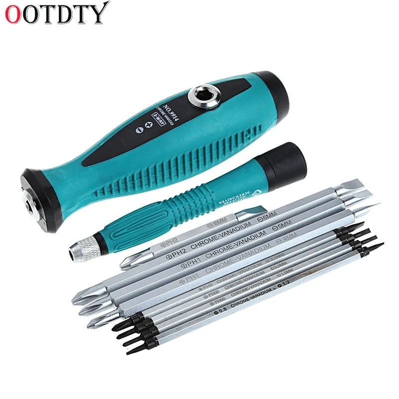 

OOTDTY 10Pcs Precision Magnetic Screwdriver Set Phillips Slotted Star Bits Repair Tool