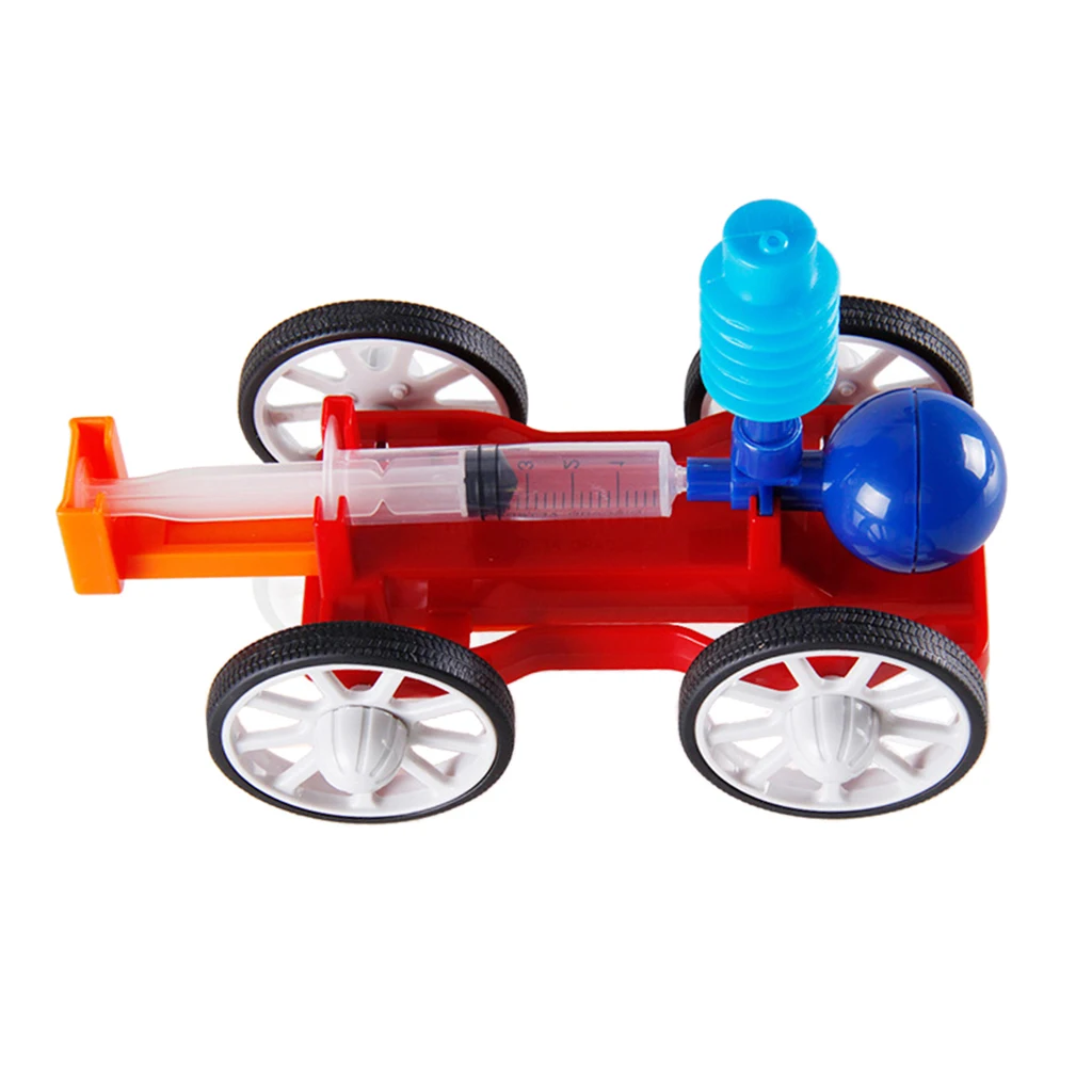 DIY Air Powered Car Vehicle w/ Simple Air Compressor Science Experiment Kit Physics Puzzle Assembly Toys Kid Student Educational