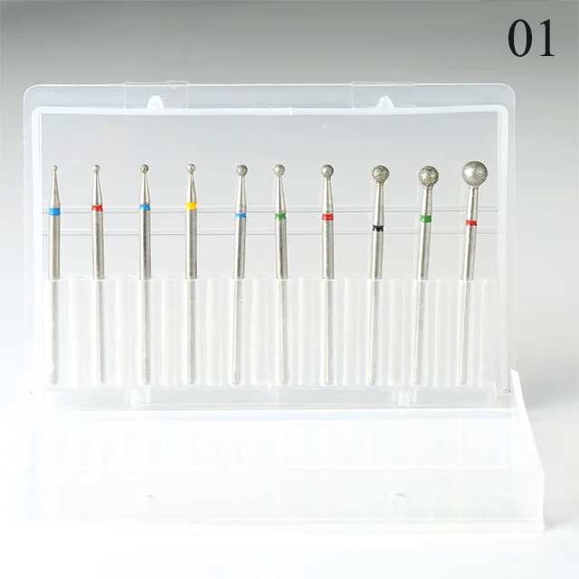 10PCS Diamond Nail Drill Bit Set Electric Rotary Burr Milling Cutter Cuticle Clean for Manicure Nail Files Gel Remove Tools - Цвет: 01