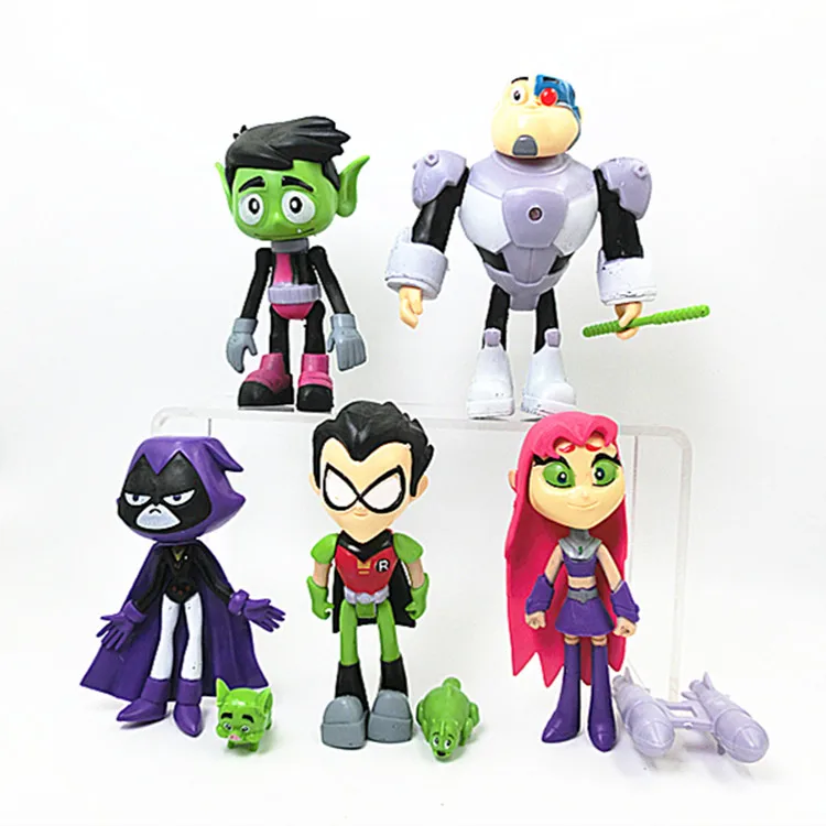 Teen Titans Go Робин киборг Зверь Мальчик Starfire Ворон Silkie ПВХ фигурки героев детские игрушки подарки 7 шт./компл