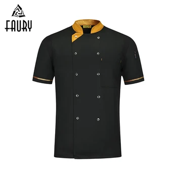 

2019 New Chef Short Sleeve Jacket Men Chef Cook Shirt Restaurant Uniform Men Kitchen Wear Costumes Food Service Work Overalls