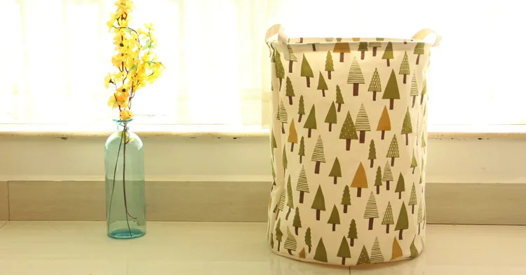 В Корейском стиле большой Ёмкость корзина для белья дом ткани чехол для хранения Печать Хлопок+ сумка для хранения белья - Цвет: Tree