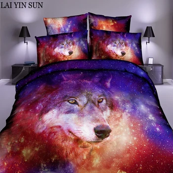 

Lai Yin Sun Duvet cover Pillow cases 2/3pcs Set Bed Sheet Set with Many Latest Design Sugar Skull 3d Bedding Set Starry Wolf
