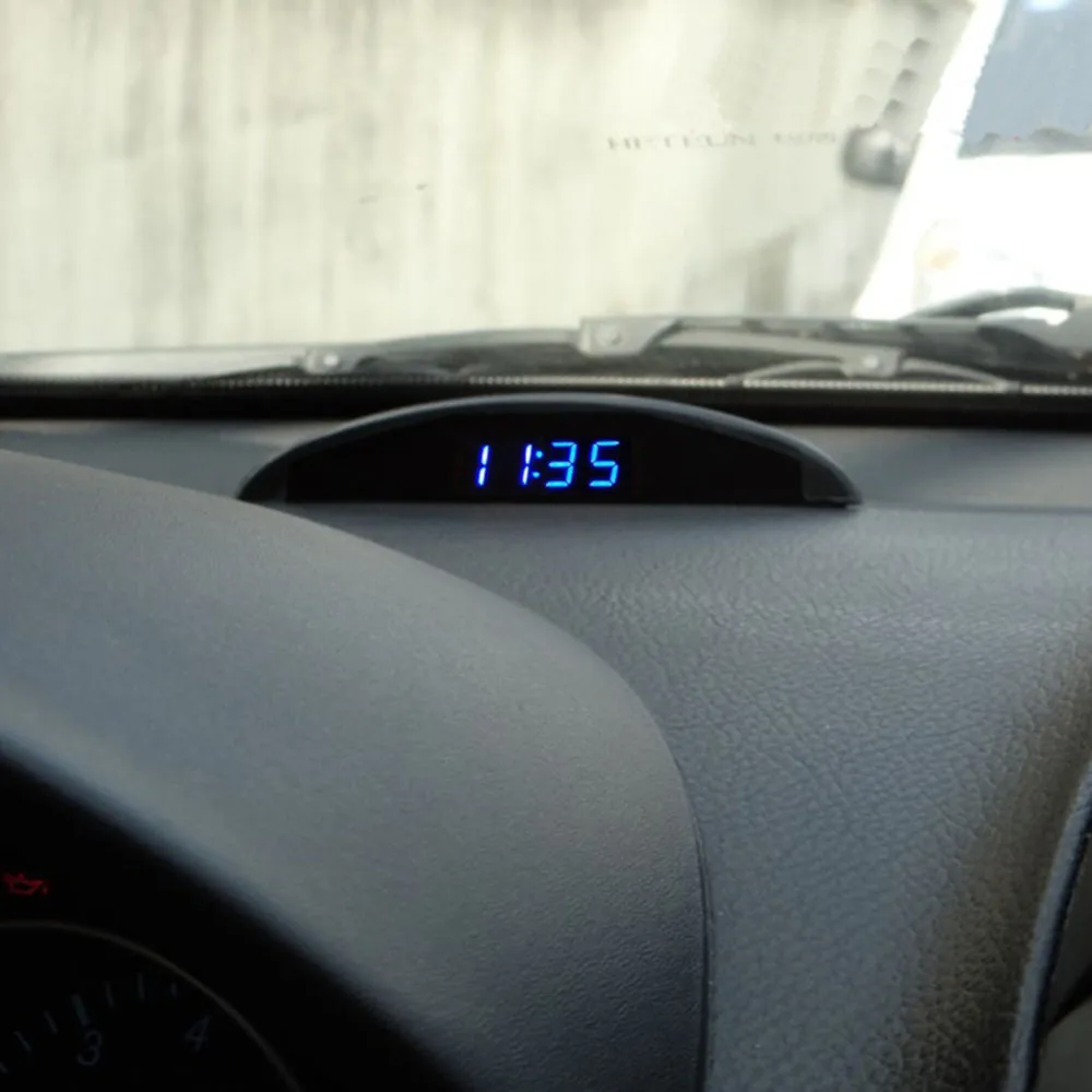 Автомобильный световой светодиодный цифровой автоматический термометр-термометр Вольтметр для багажника автомобиля 12 В Отображение времени с функцией памяти