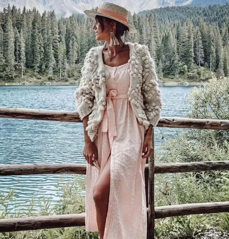 2019 Sexy Hollow out Hole 3D Ball Sweater Vintage