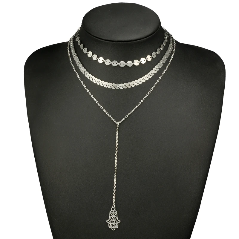 Tocona богемная подвеска, блестящая цепочка с стрелкой, чокеры, ожерелья для женщин, многослойные чокеры из серебряного сплава, ювелирные изделия 3760