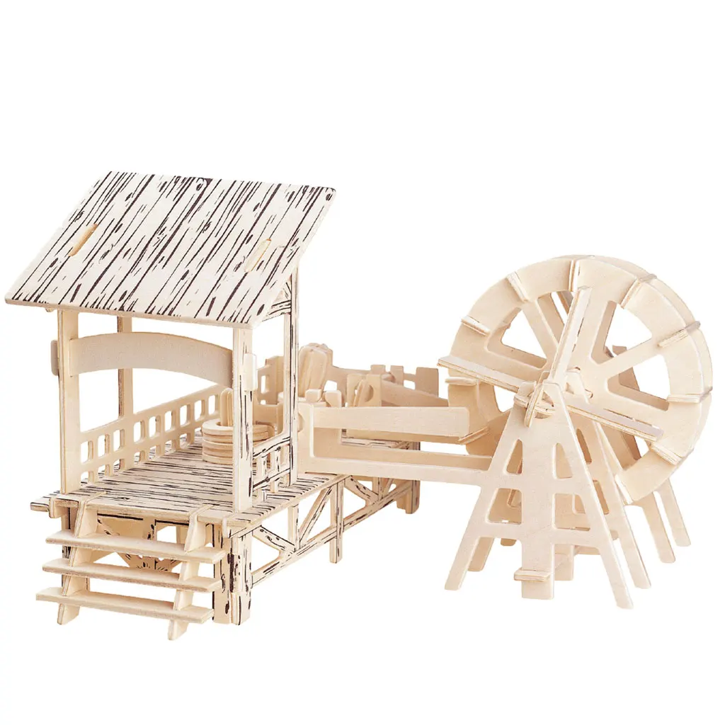 Puzzle di legno 3D Kit di costruzione Woodcraft Kit Diy piani piani piani 