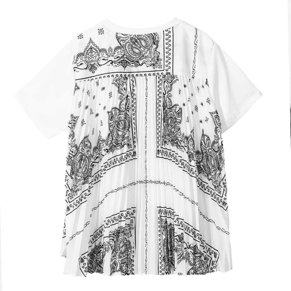 [EAM] новая весенне-летняя свободная футболка с круглым вырезом, коротким рукавом и рисунком сзади, женская модная футболка JT211 - Цвет: white