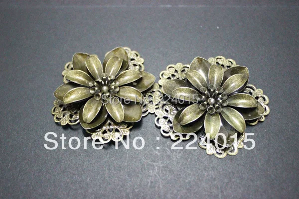

2 pcs/53mm Filigree Wrap Flower Metal Embellishments Hairpin Connectors For Jewelry DIY Findings Accessories