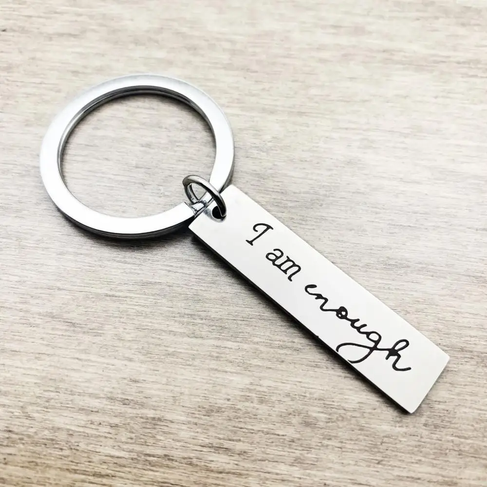 

I Am Enough Stainless Steel Letter Pendant Keyring Personality Creative Keychain Trendy Wild Jewelry Accessories Gift
