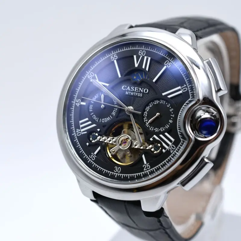 Мужские наручные часы CASENO Tourbillon Роскошные автоматические механические с