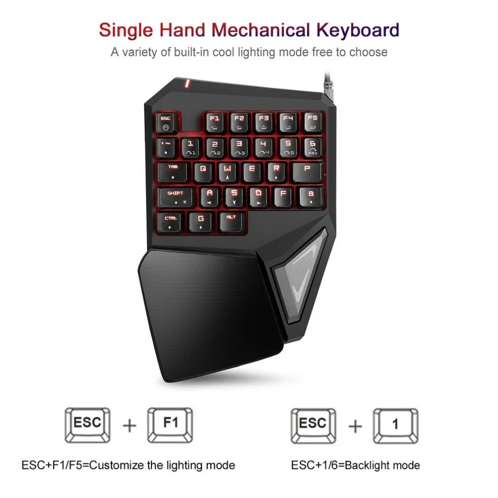 

Delux T9 Plus 29 Keys Single Hand Mechanical Keyboard USB Wired Keyboard For Esport Gaming LED Backlight Notebook Keyboard