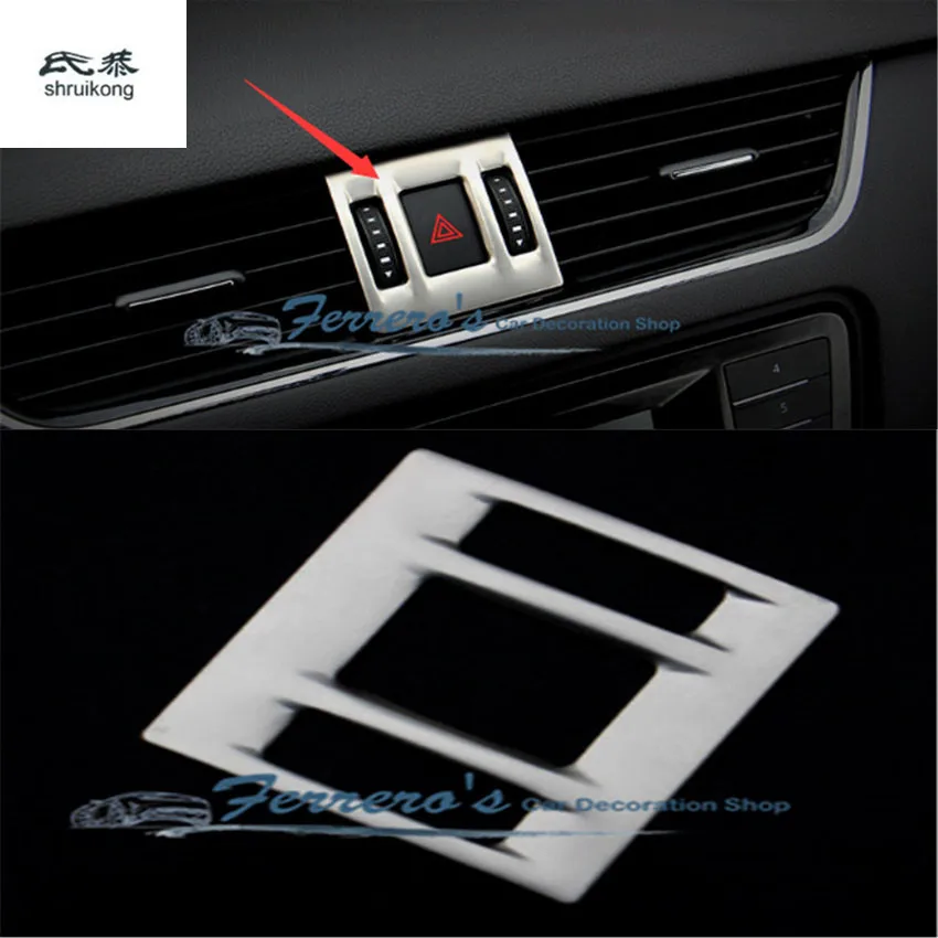 

Free shipping for Skoda Octavia 2015-2016 emergency switch stainless steel decoration sequins high quality car accessories